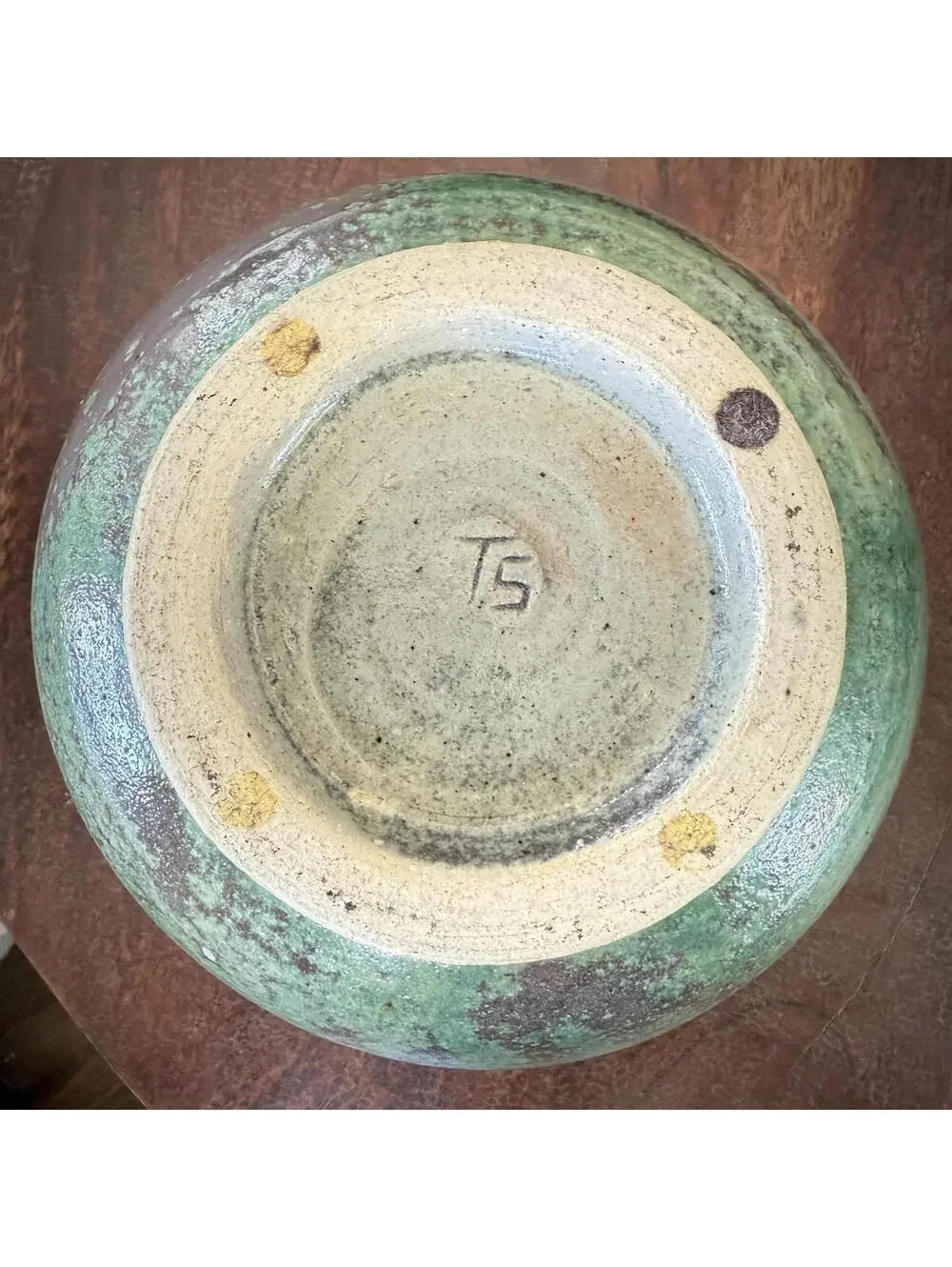 Handcrafted Ceramic Bowl Geometric Glaze Artisan Stoneware 9x4